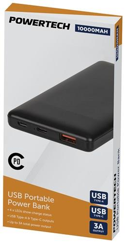 10000MAH POWER BANK WITH USBC PD AND USBA PORTS  BLACK