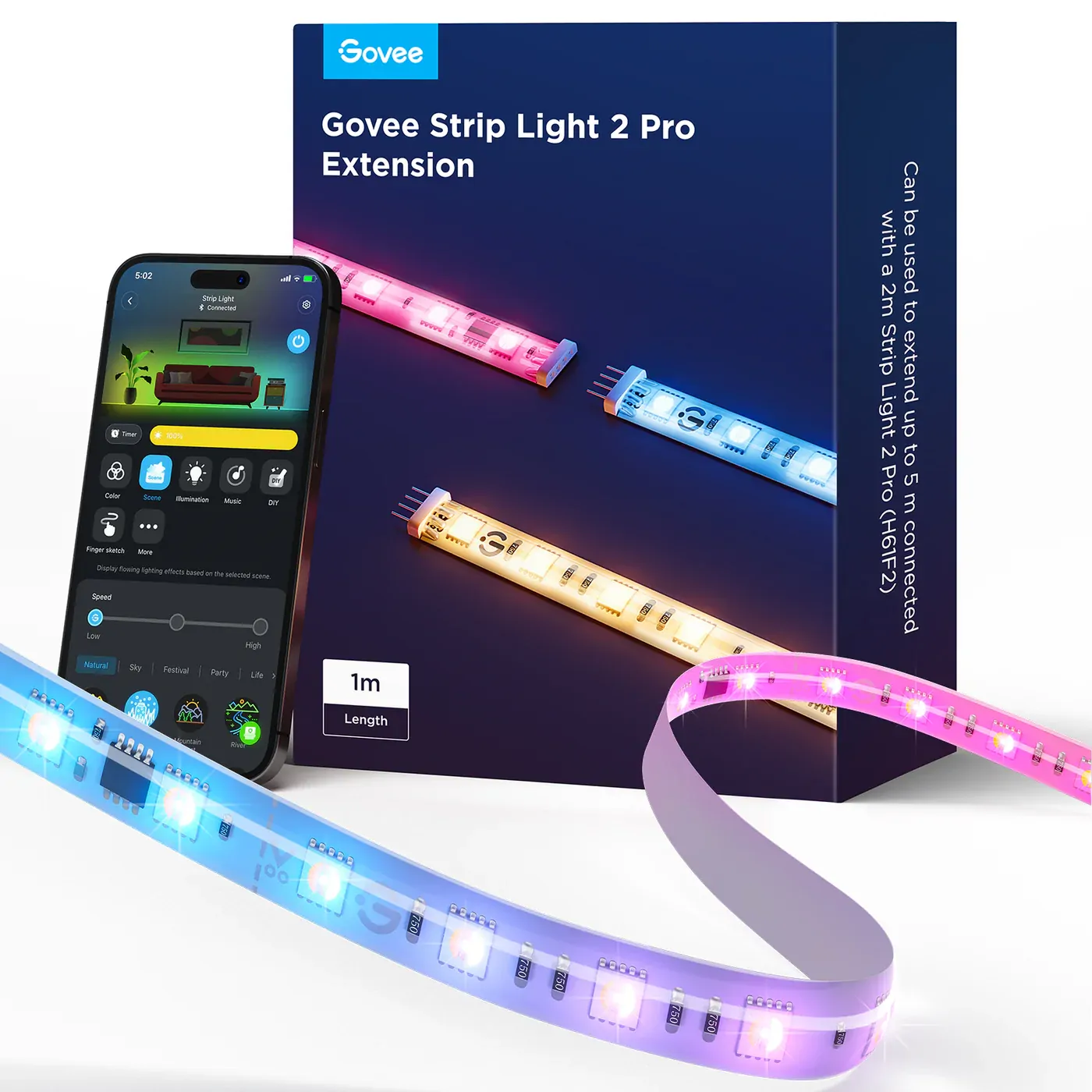 Govee LED Strip Light 2 Pro 1M Extension  Vibrant Smart Lighting
