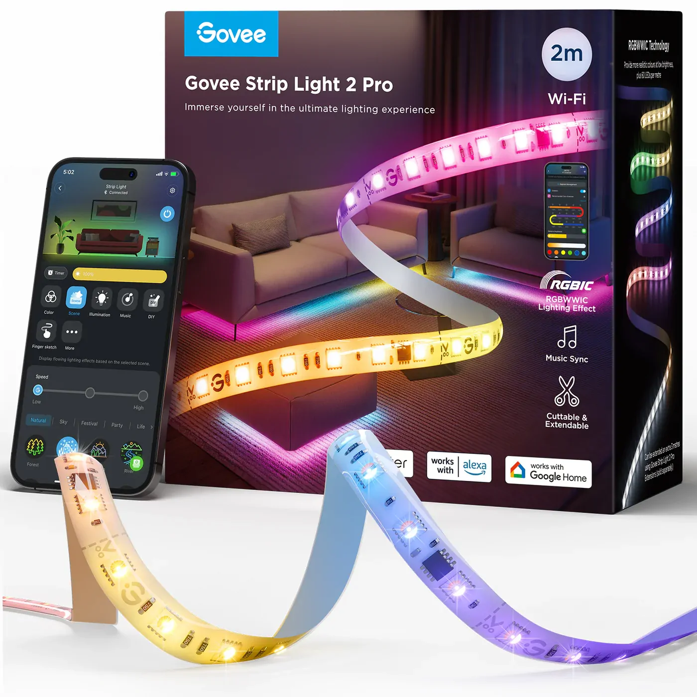 Govee LED Strip Light 2 Pro Vibrant Smart Home Lighting