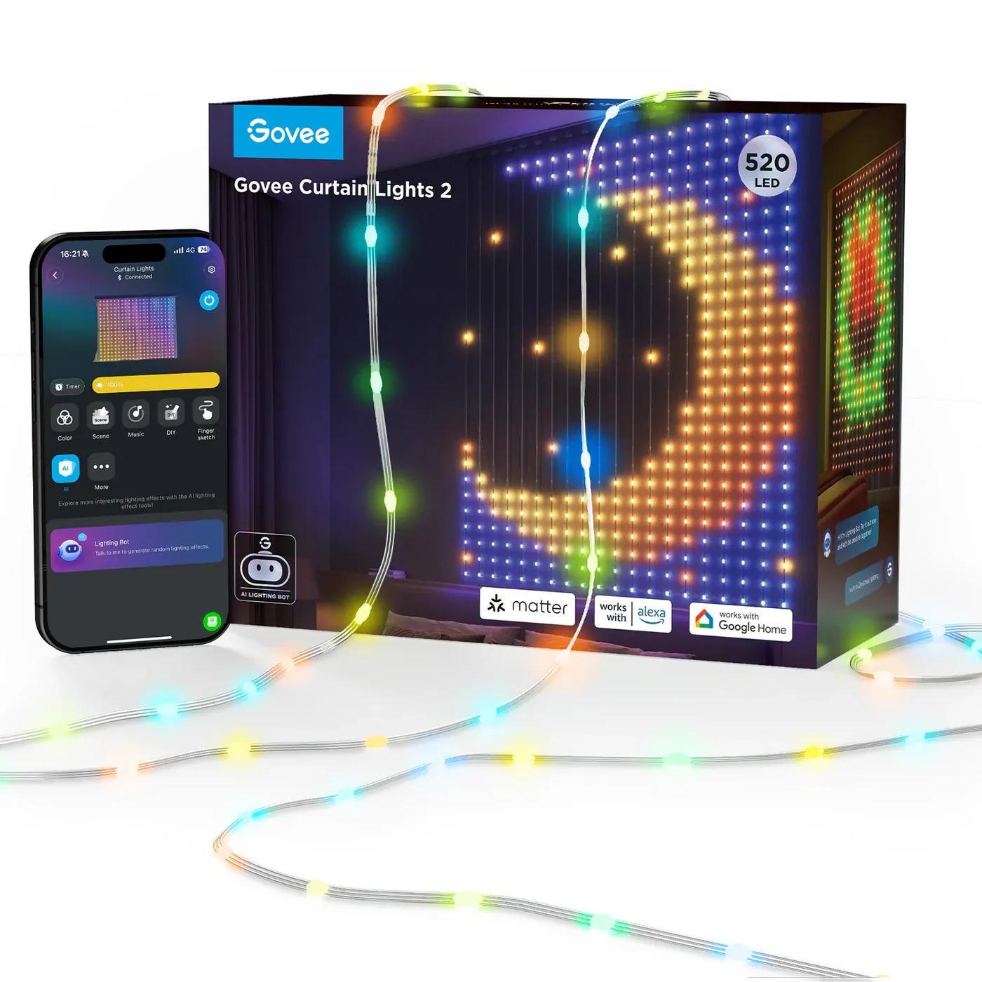 Govee AI LED Curtain Lights Smart Customisable  Outdoor Ready