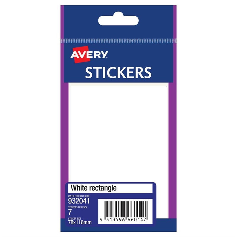 AVERY 932041 MULTIPURPOSE STICKERS RECTANGLE 116 X 78MM WHITE PACK 7