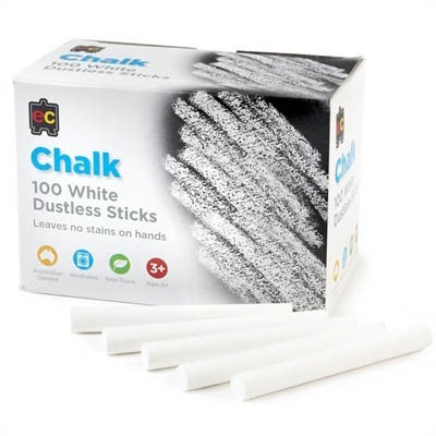 EC WHITE DUSTLESS CHALK BOX 100