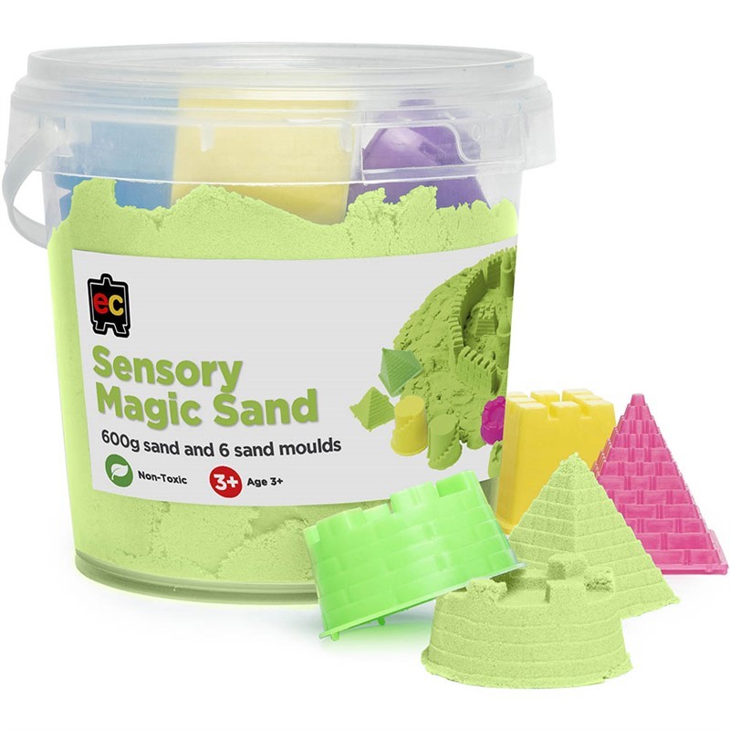 EDUCATIONAL COLOURS SENSORY MAGIC SAND 600G GREEN WITH MOULDS