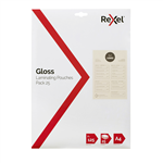 REXEL LAMINATING POUCH 125 MICRON A4 CLEAR PACK 25