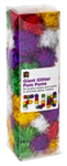 EDUCATIONAL COLOURS POM POMS 50MM GLITTER ASSORTED PACK 49
