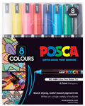 POSCA PC1MR PAINT MARKER BULLET ULTRA FINE 07MM ASSORTED COLOURS PACK 8