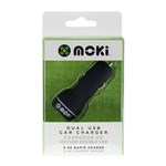 MOKI DUAL USB CAR CHARGER BLACK  POWER YOUR DEVICES ONTHEGO