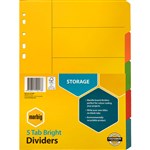 MARBIG 37100 DIVIDERS A4 BRIGHT MANILLA 5 TAB