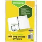 MARBIG 37405 DIVIDERS UNPUNCHED A4 WHITE 10 TAB