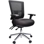 BURO METRO II 247 TASK CHAIR MEDIUM MESH BACK 3LEVER POLISHED ALUMINIUM BASE ARMS BLACK