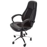 RAPIDLINE CL410 EXECUTIVE CHAIR HIGH BACK CHROME BASE ARMS PU BLACK