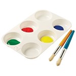 EDUCATIONAL COLOURS PAINT PALETTE RECTANGULAR PLASTIC 6WELL WHITE