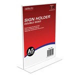 DEFLECTO SIGN HOLDER TSHAPE DOUBLE SIDED PORTRAIT A5 CLEAR