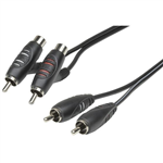 2 X RCA PLUGS WITH PIGGYBACK SOCKETS TO 2 X RCA PLUGS  15M