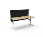 Boost Single Sided Workstation 1200mm W x 750mm D Natural Oak Top  White Satin Frame Without Cable Tray With Screen