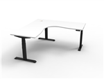 RAPIDLINE BOOST PLUS HEIGHT ADJUSTABLE CORNER WORKSTATION 1800 X 1800 X 750MM NATURAL WHITE TOP  BLACK FRAME