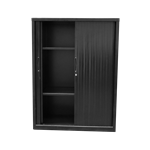 GO STEEL TAMBOUR DOOR CABINET 2 SHELVES 1016 X 1200 X 473MM BLACK