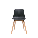 LUCID CHAIR BLACK SHELL  LIGHT OAK TIMBER BASE